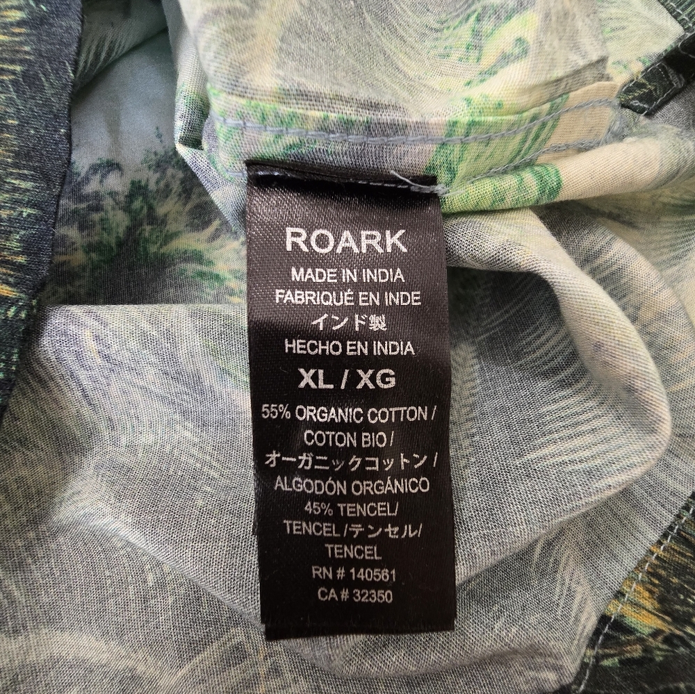 Roark Men's Teal and Green Tropical Print Button-Down Shirt - Picture 15 of 16